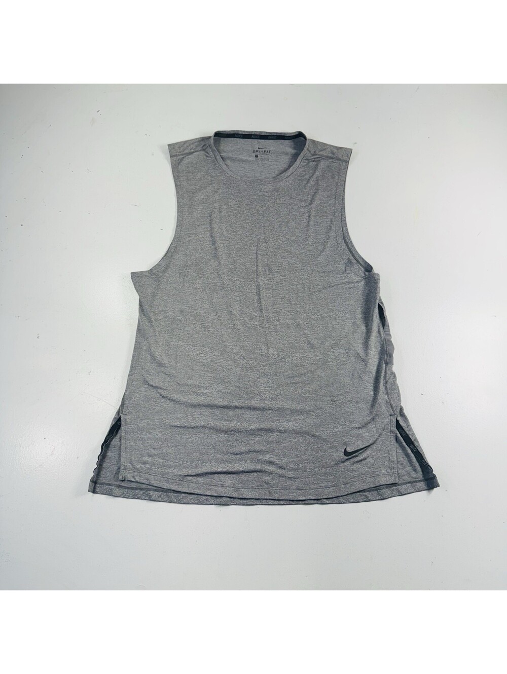 Nike Pro Dri-FIT Mens Sleeveless Shirt Gray Athletic Gym Tank Top Large L
